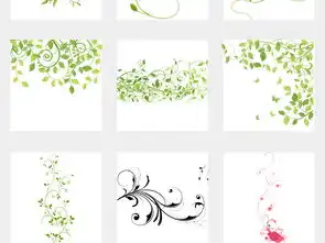 春天绿色树叶树藤青藤藤蔓树叶花藤花纹图片素材