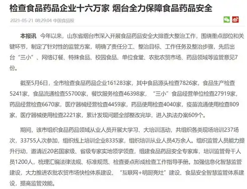 检查食品药品企业十六万家烟台全力保障食品药品安全