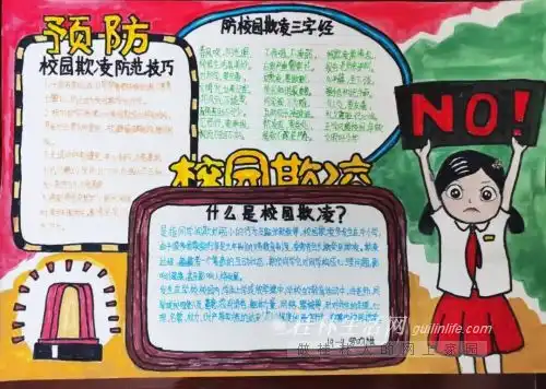 十四中开展预防校园欺凌,构建和谐校园手抄报活动
