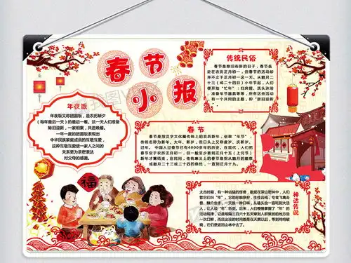 喜庆春节电子手抄报图片素材psd分层格式下载春节元旦手抄报大全