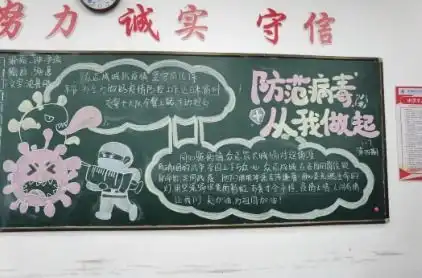 德清求是高中科学应对,群防群控病毒防范健康卫生黑板报