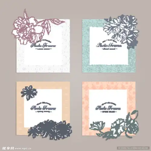 矢量花卉花纹边框相框设计设计图