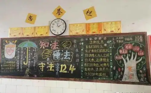 知法明纪,健康成长东门小学东大街校区十二月份主题黑板报评比活动