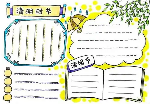 清明节手抄报模版诗句习俗范文素材,轻松解决作业难题