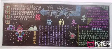 小学黑板报冬天图片,缤纷的冬天