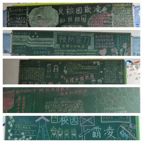 商丘市示范区一中开展防范校园欺凌创建和谐校园黑板报设计评比活动