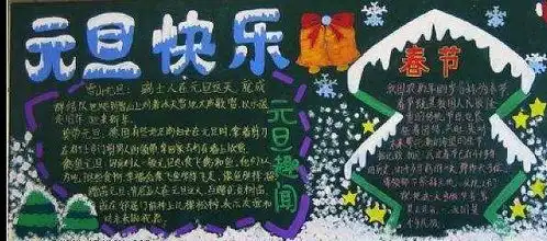 元旦黑板报学生元旦黑板报
