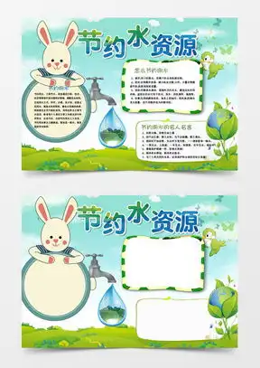 模板下载节约用水小报图片设计素材熊猫办公