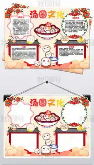 春节美食汤圆与元宵小报新年饮食文化手抄报图片模板下载