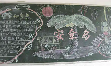 安全教育黑板报安全岛