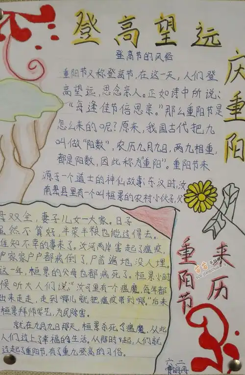 重阳节来历手抄报内容