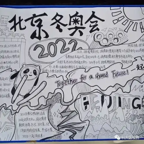 医学院举办我心中的冬奥运纯洁的冰雪激情的约会2022冬奥会手抄报云端大