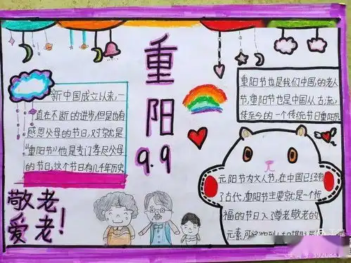 九九重阳,敬老情长贺进镇翟家庄中心小学重阳节手抄报展