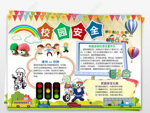 学校校园学生安全教育知识手抄报电子小报图片模板下载