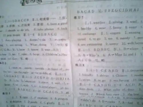 七年级下册人教版语文出版社暑假作业语英语答案