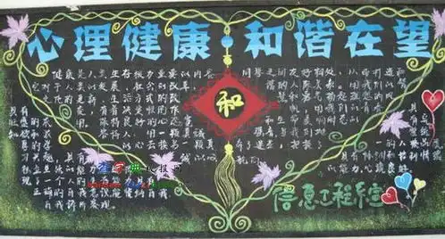 心理健康和谐在望黑板报设计心理健康和谐在望黑板报图片查字典板报网
