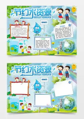 模板下载节约用水小报图片设计素材熊猫办公
