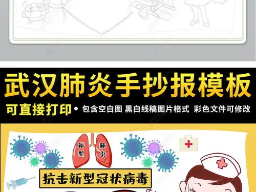 预防抗击新型冠状病毒武汉肺炎防治公益海报小报手抄报模版图片模板下载