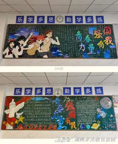杭州新理想高中青春力量,强国有我高三十月主题板报评比