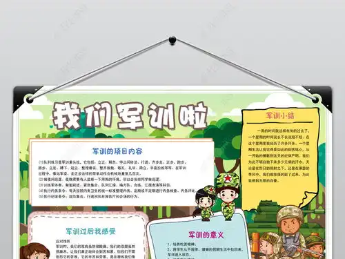 两套汗洒操场笑着军训小报开学季我的军训生活手抄报模板图片下载