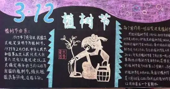2018植树节黑板报图片带标语举办植树主题黑板报