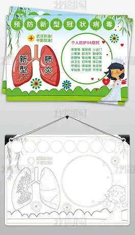 预防新型冠状病毒手抄报病毒肺炎小报模板图片下载