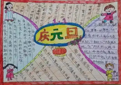 亲子手工丨简笔画元旦手抄报大全