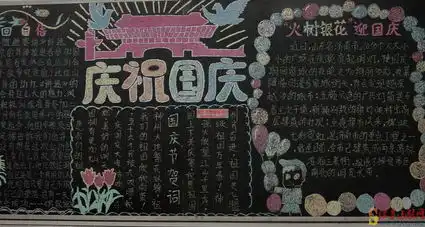 国庆节黑板报火树银花迎国庆