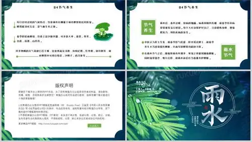 简约二十四节气之雨水节气介绍ppt模板下载熊猫办公