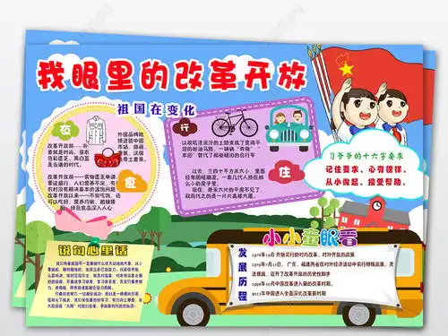 ps黑白线涂色改革开放40年祖国变化成就手抄报小报图片模板下载