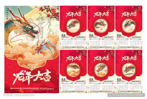 2024年台历模版龙年日历年历设计图
