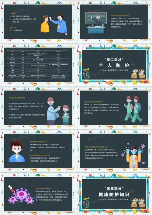 黑板卡通风开学第一课校园防疫教育认识新冠肺炎主题班会ppt模板下载熊猫办公