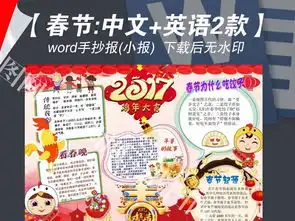 2017春节新年习俗拜年英语手抄报小报图片下载doc素材元旦手抄报