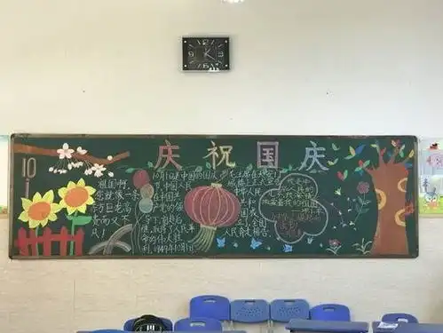 今天是你的生日,我的中国半岛小学纪念祖国68岁华诞板报