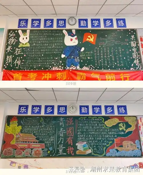 杭州新理想高中青春力量,强国有我高三十月主题板报评比