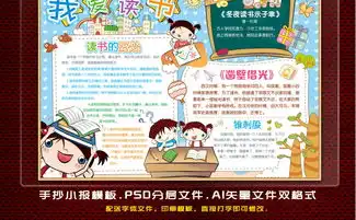 简单漂亮我读书我快乐电子版手抄报图片模板psd设计图下载亲子共读手抄报大全编号15273100