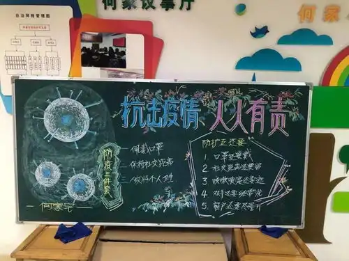 手绘黑板报防疫早知道广中路街道加强社区防疫宣传